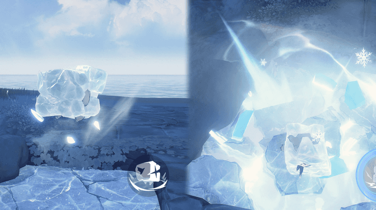 横型氷壁を破壊