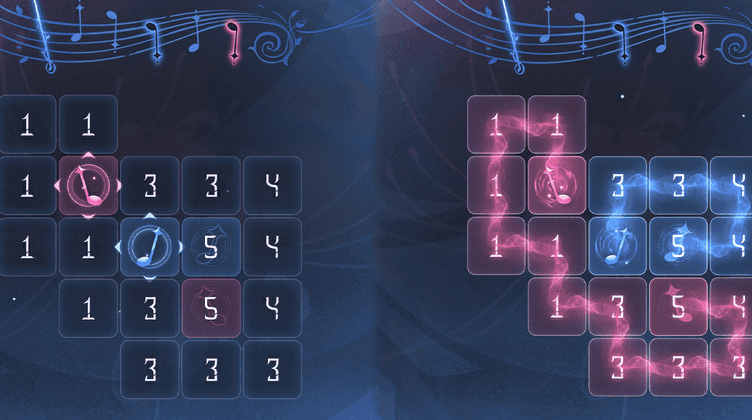 異なる色の音符がある場合